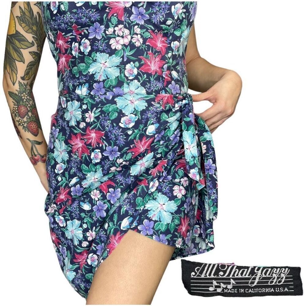 Vtg All that Jazz Juniors Floral Mini Dress 14 Matching Bolero Ridgemont High - Picture 4 of 4